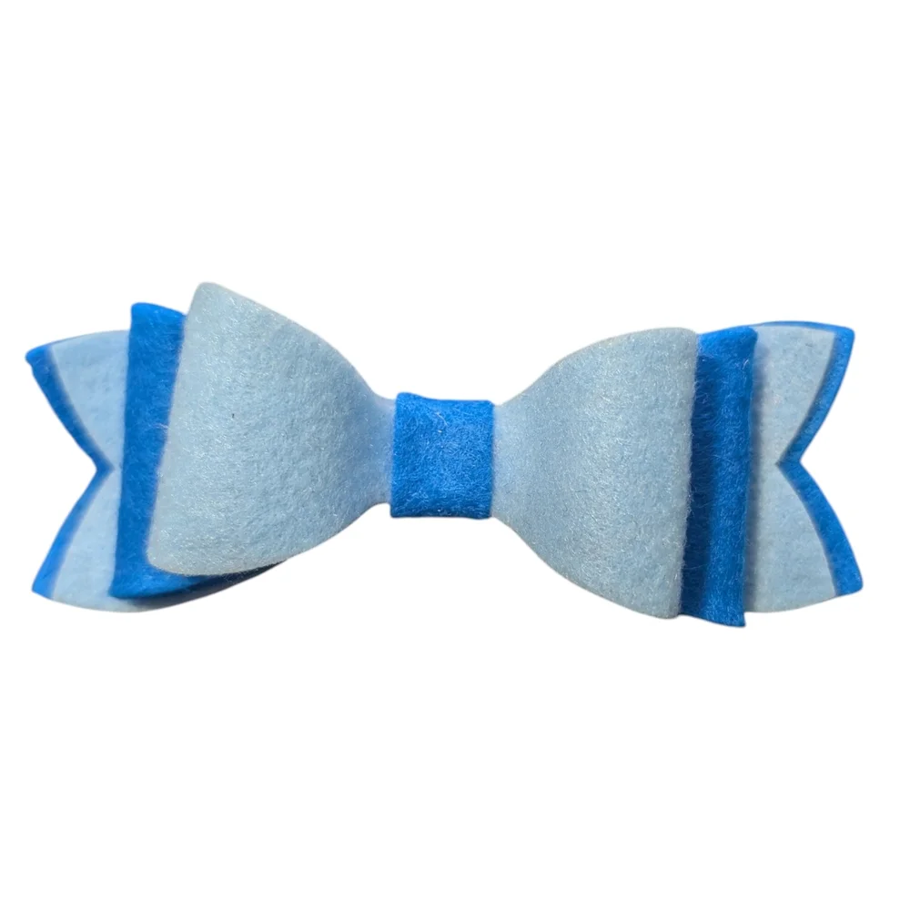 2 Tone Blue Felt Hair Bow Clip